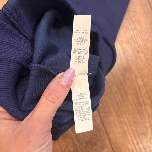 OFFLINE By Aerie Women’s ChillUp Track Trouser Navy Blue Small Wide Leg Cozy - Picture 5 of 9